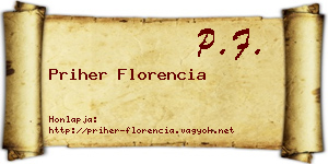 Priher Florencia névjegykártya